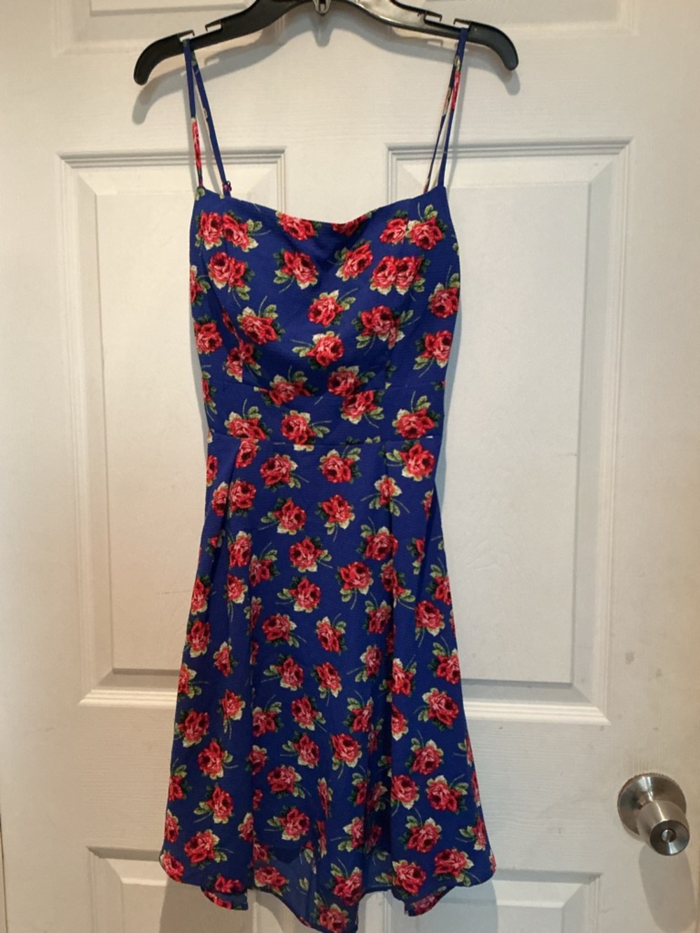 B Darlin Blue Floral Spaghetti-Strap Mini Dress
